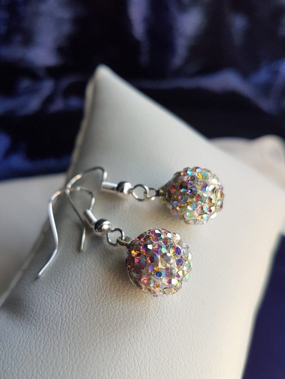 Swarovski Elements 925 Sterling Silver Aurora Borealis Disco Ball Necklace NEW - Picture 6 of 16